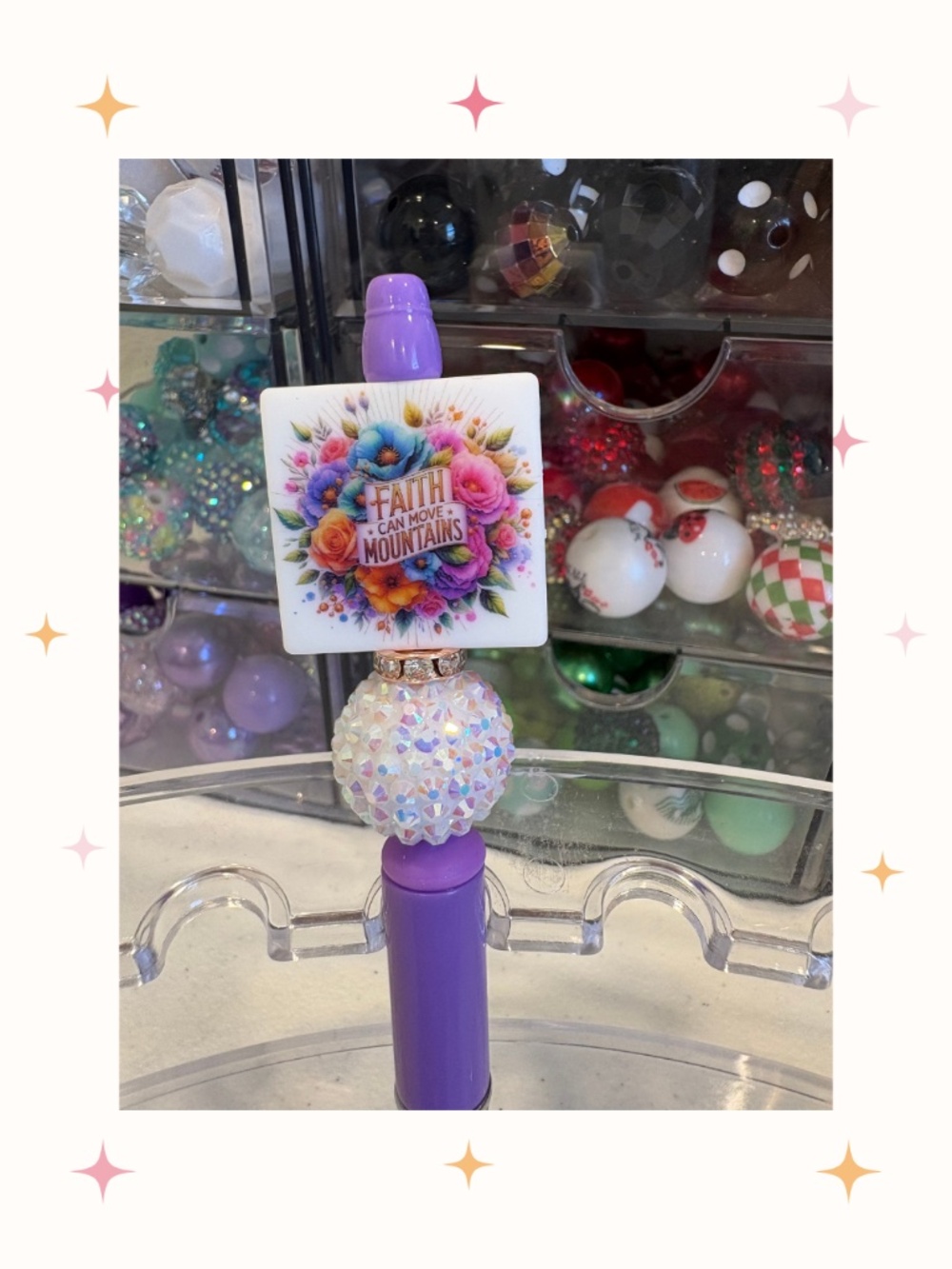 Handmade Beaded Faith Can Move Mountains Pen